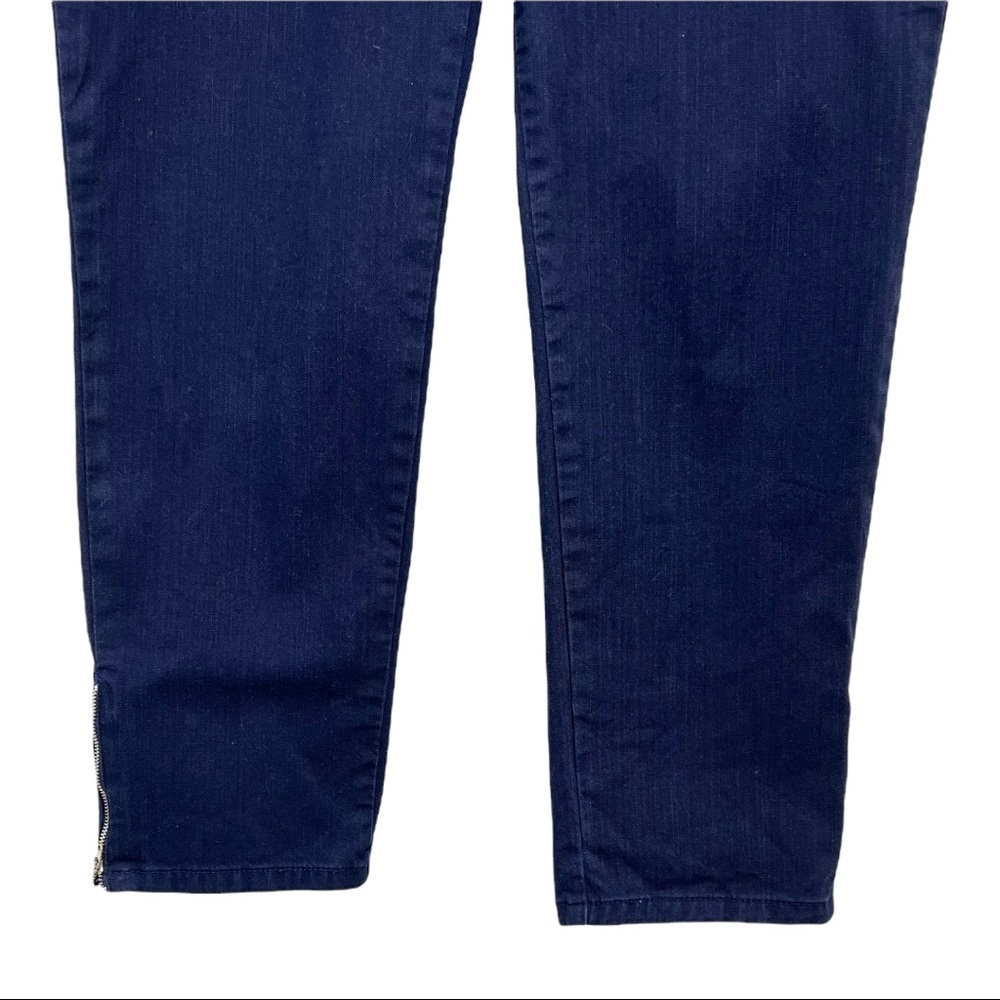 Norma Kamali Navy Blue Zipper Tapered Ankle Denim Pants Women’s 8 - Picture 3 of 10